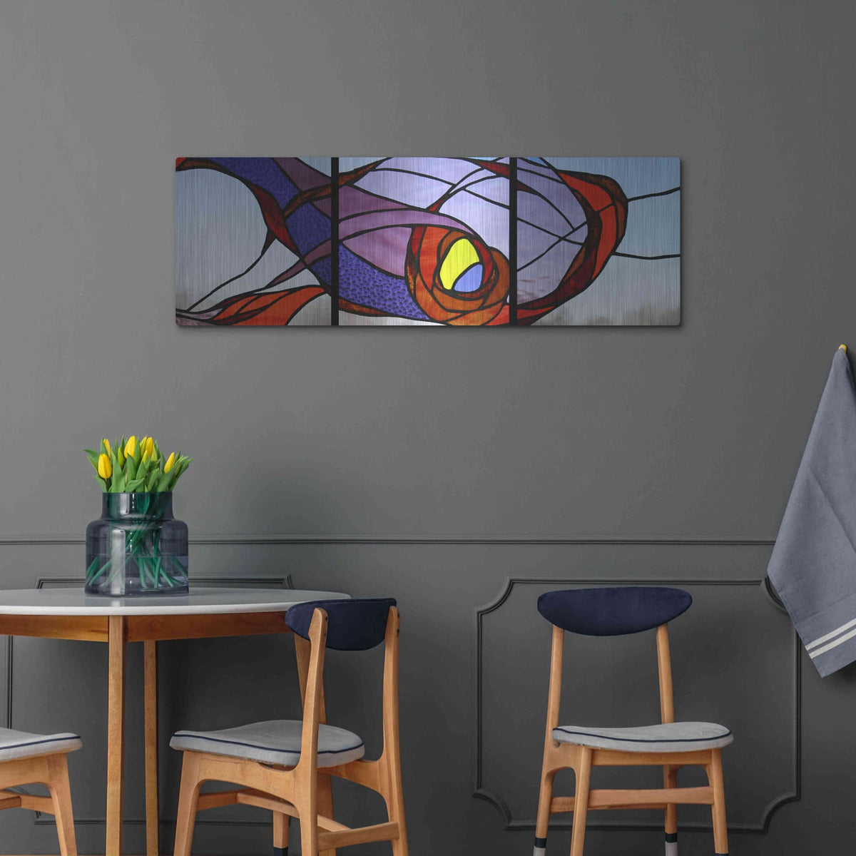 'Entanglement II' by Rita Shimelfarb – Metal Wall Art, 48x16 room view