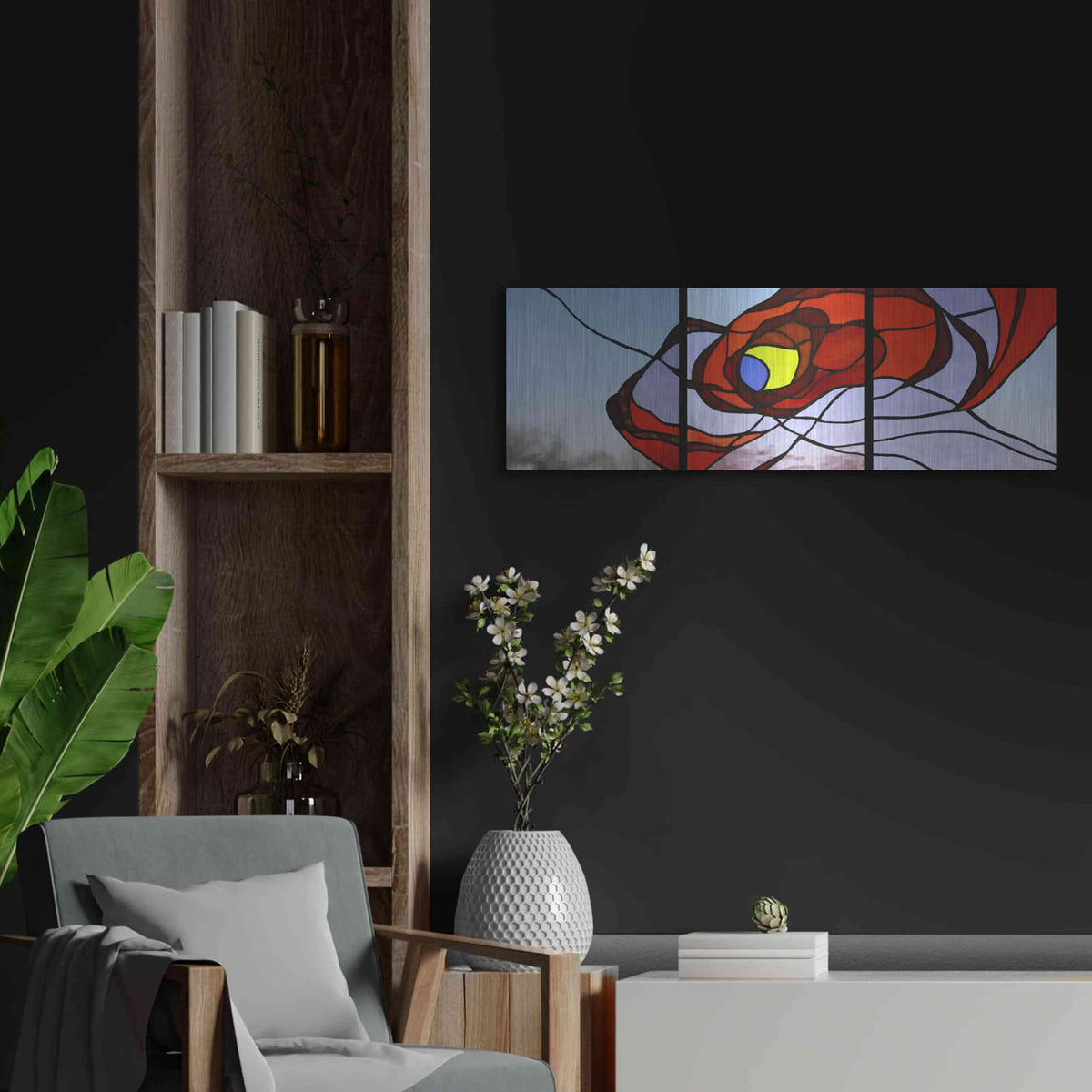 'Entanglement I' by Rita Shimelfarb – Metal Wall Art, 36x12 room view