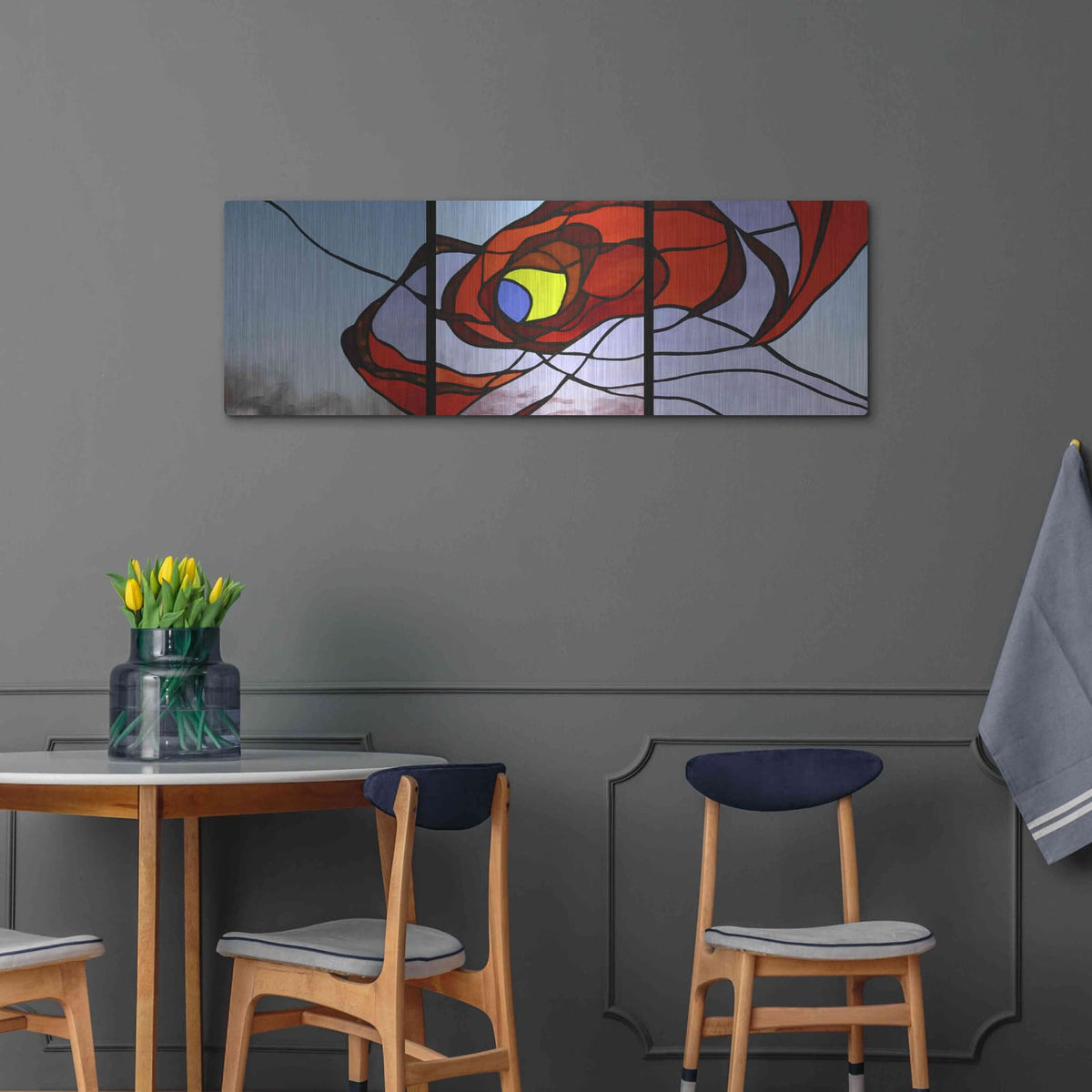 'Entanglement I' by Rita Shimelfarb – Metal Wall Art, 48x16 room view