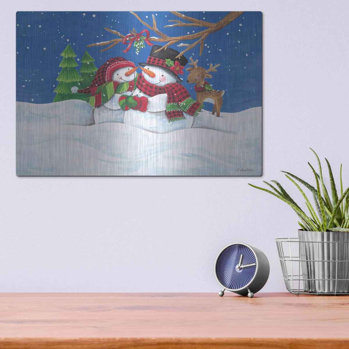'Snow Couple' by Diane Kater – Metal Wall Art, 16x12 room view