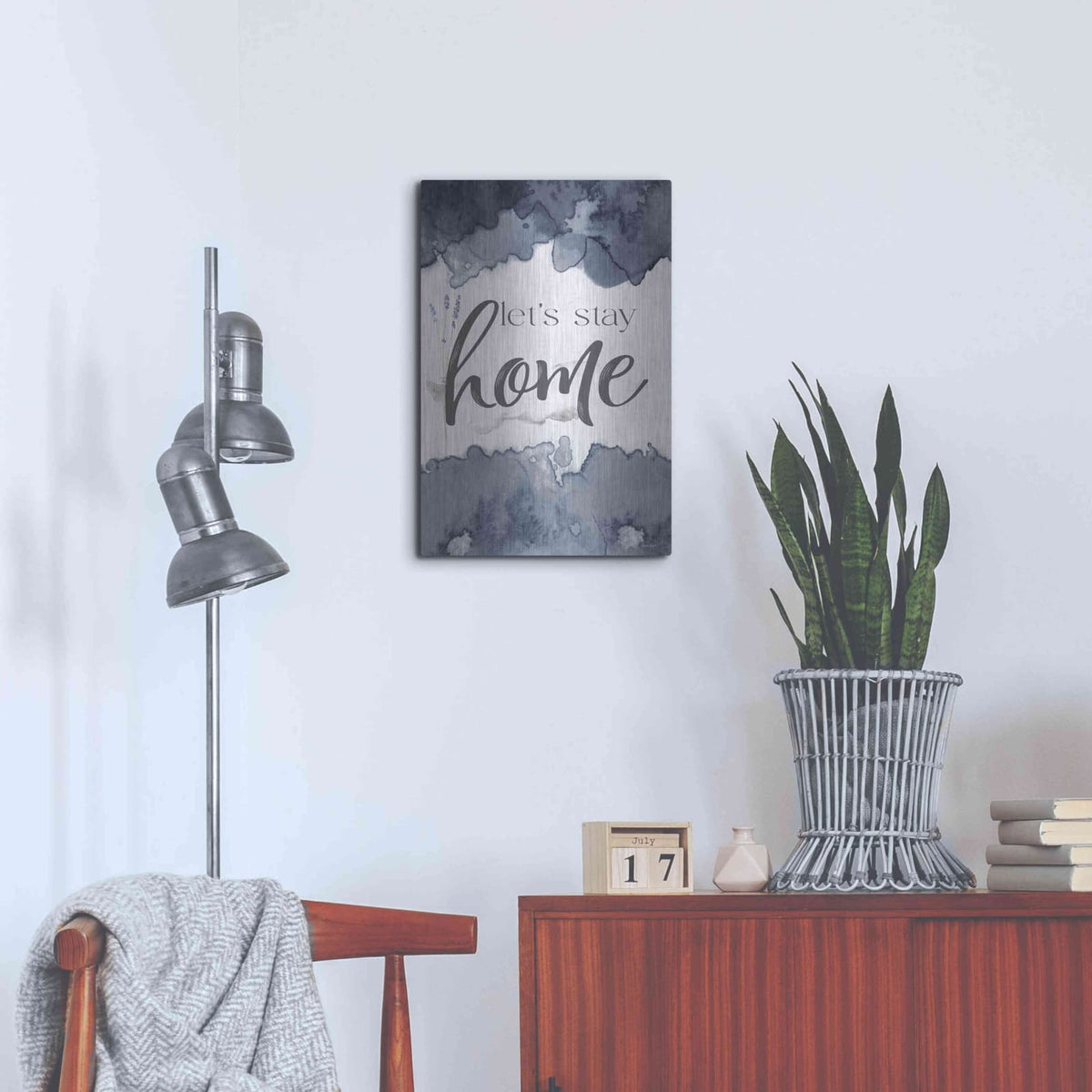 'Let's Stay Home' by Susie Boyer – Metal Wall Art, 16x24 room view