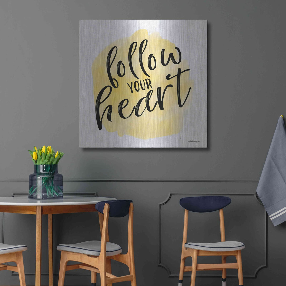 'Follow Your Heart' by Susie Boyer – Metal Wall Art, 36x36 room view