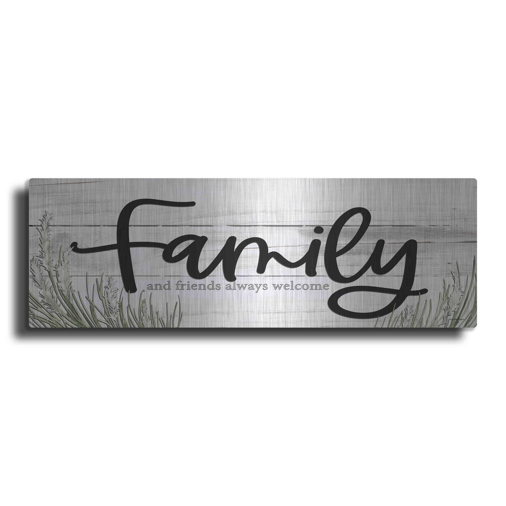 'Family and Friends Always Welcome' by Susie Boyer – Metal Wall Art