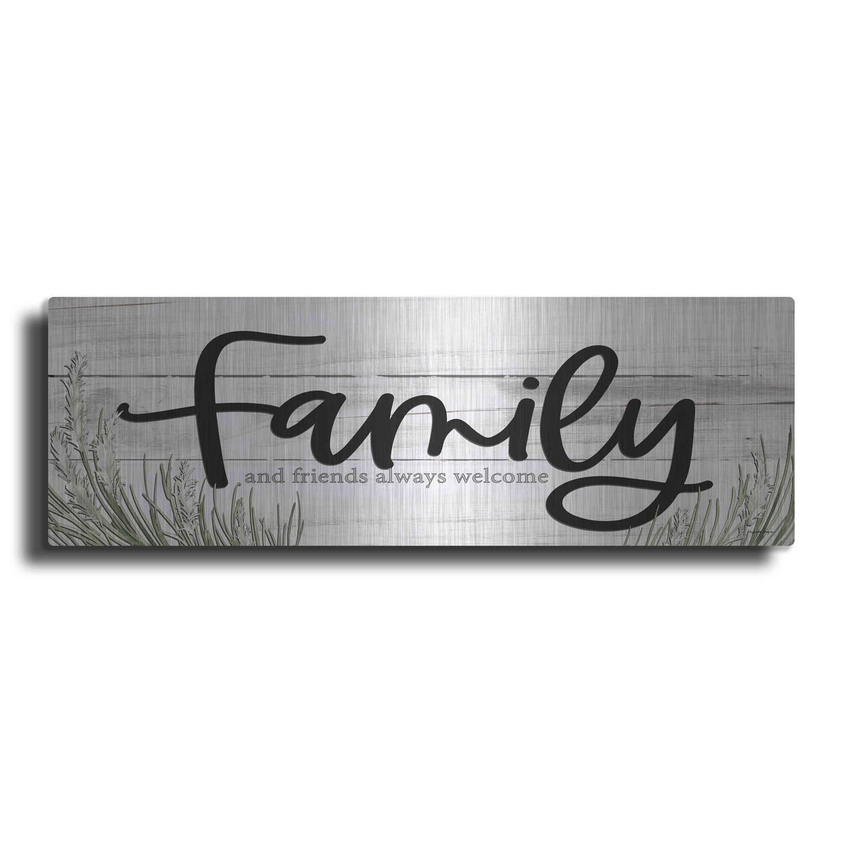 'Family and Friends Always Welcome' by Susie Boyer – Metal Wall Art