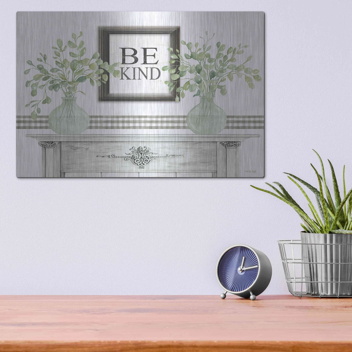 'Be Kind Table' by Cindy Jacobs – Metal Wall Art, 16x12 room view