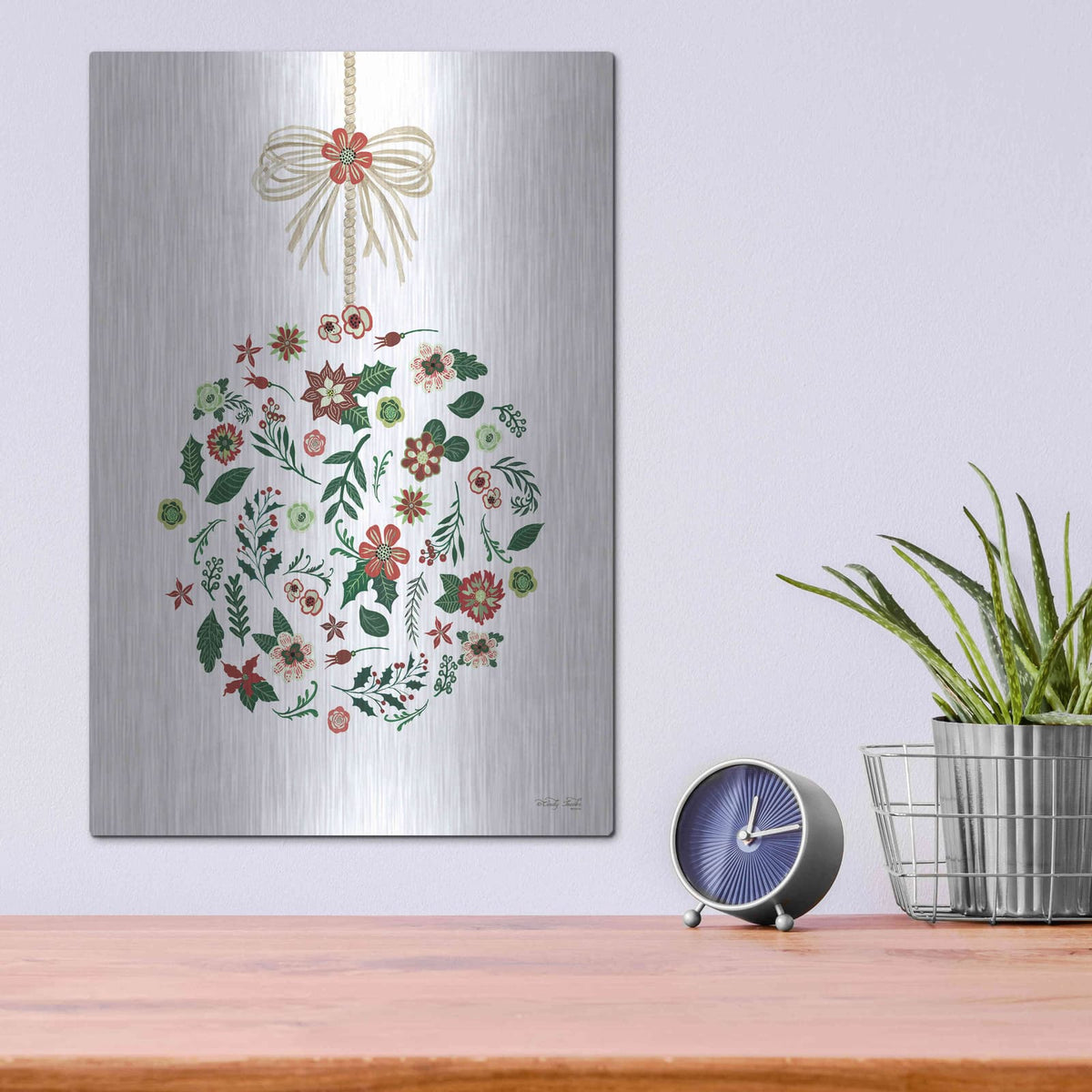 'Christmas Ornament II' by Cindy Jacobs – Metal Wall Art, 12x16 room view