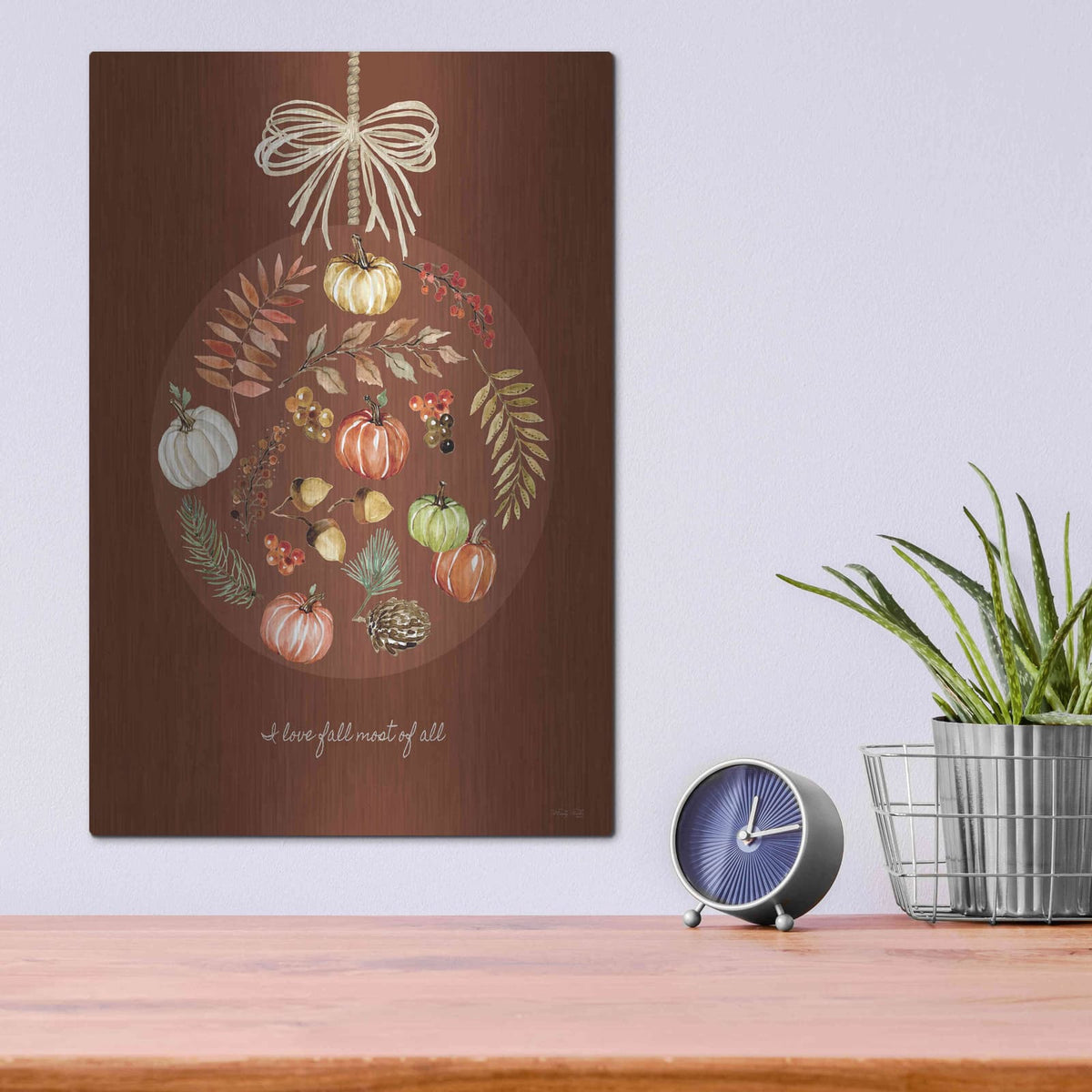 'I Love Fall Ornament' by Cindy Jacobs – Metal Wall Art, 12x16 room view