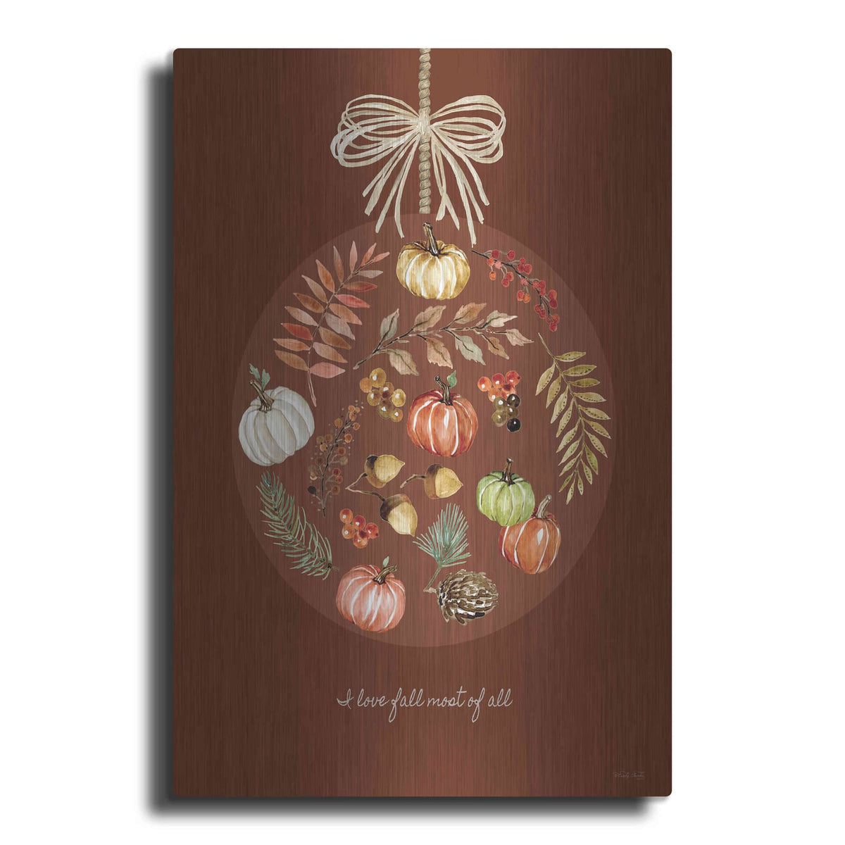 'I Love Fall Ornament' by Cindy Jacobs – Metal Wall Art
