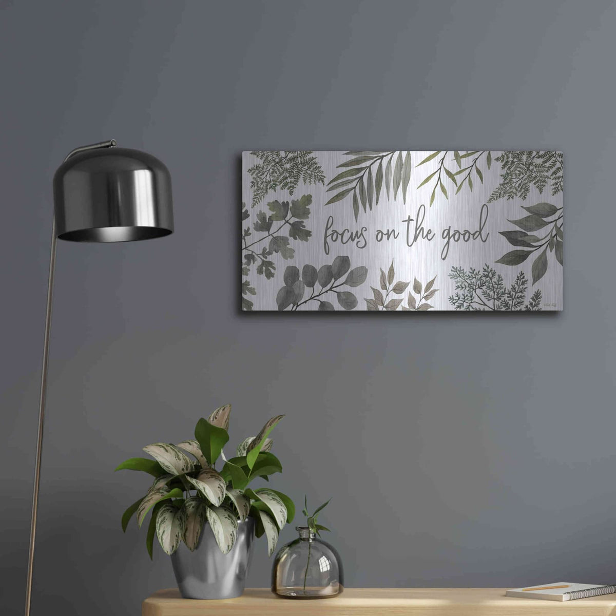 'Focus on the Good' by Cindy Jacobs – Metal Wall Art, 24x12 room view