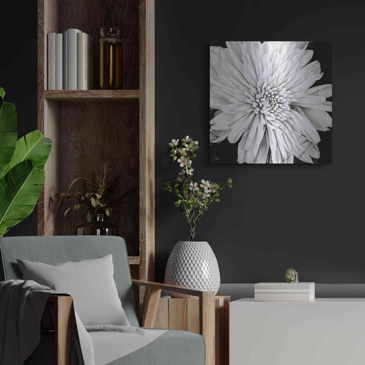 'Black and White Love II' by Donnie Quillen – Metal Wall Art, 24x24 room view