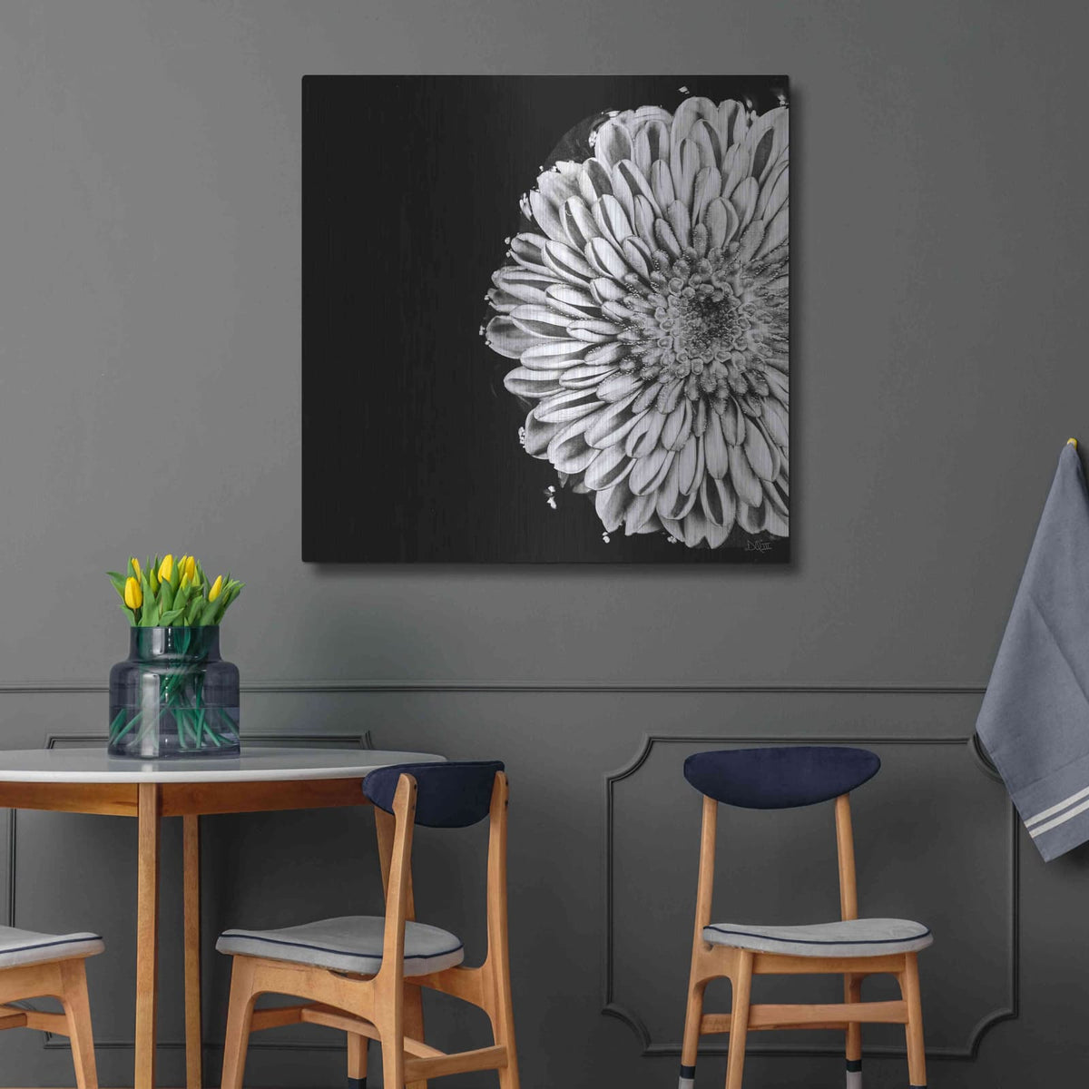 'Black and White Flower Love II' by Donnie Quillen – Metal Wall Art, 36x36 room view