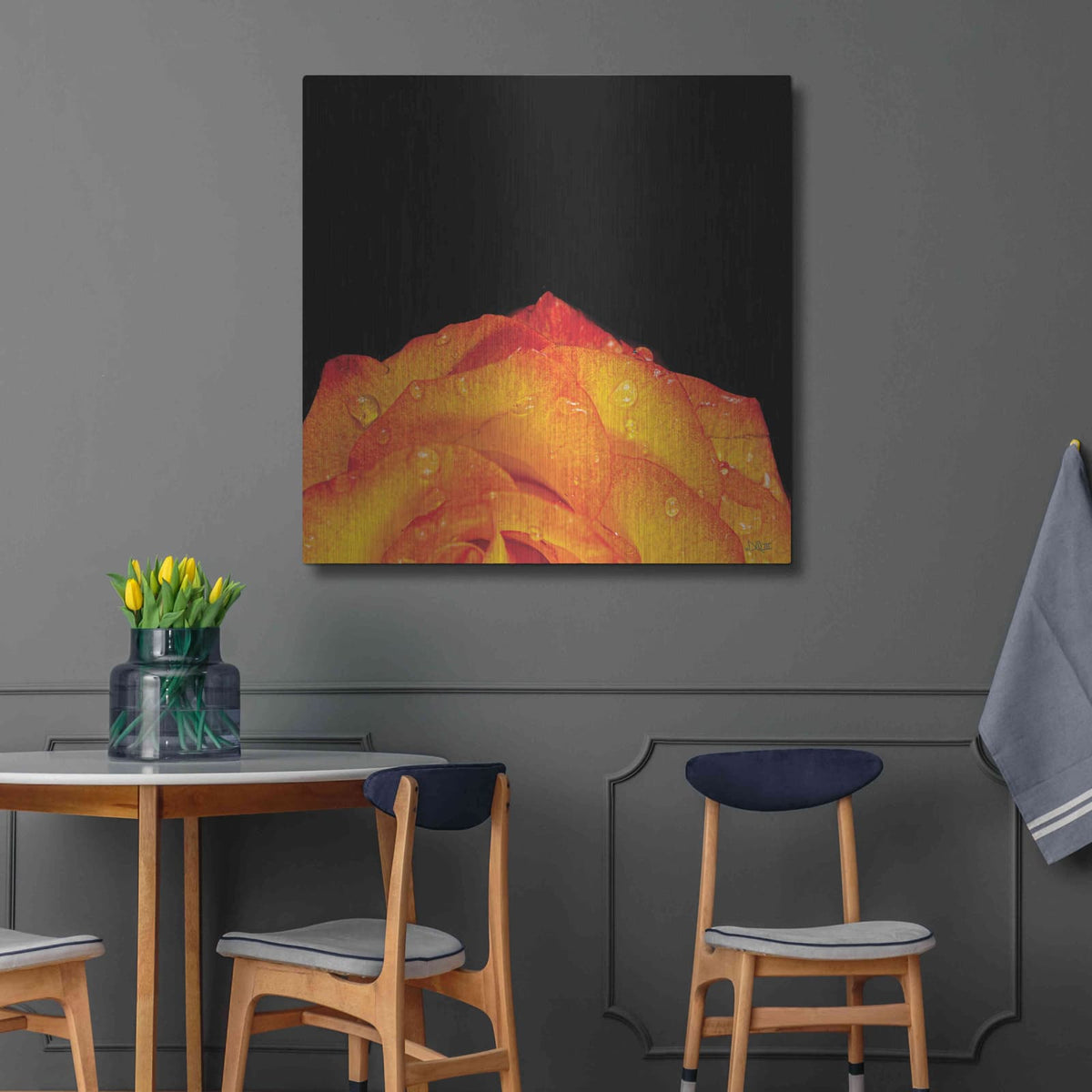 'Orange Petals' by Donnie Quillen – Metal Wall Art, 36x36 room view