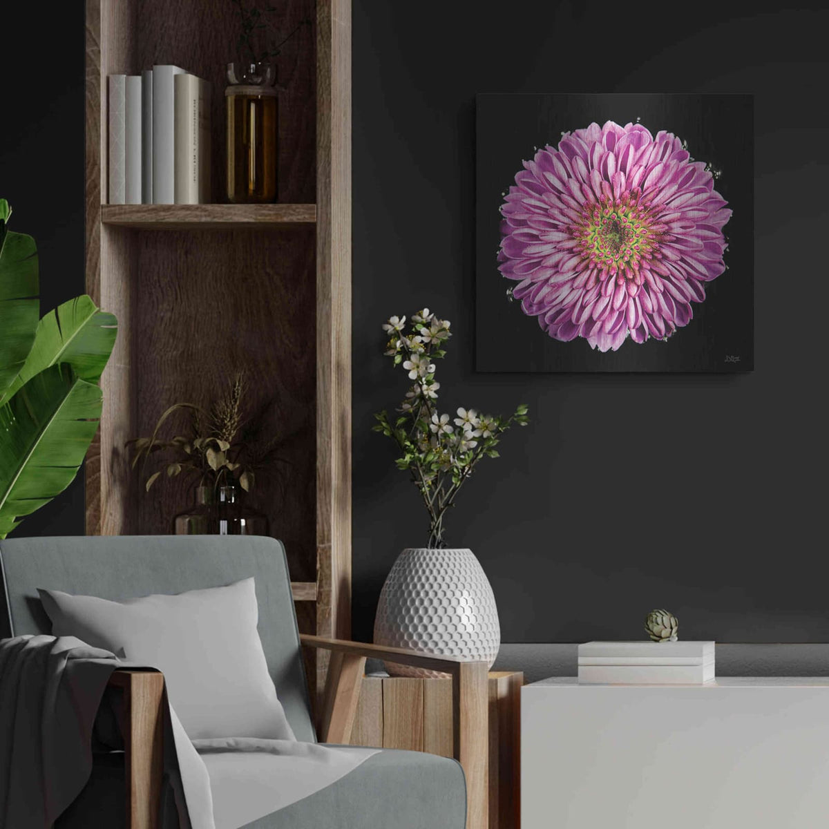 'Purple Gradient' by Donnie Quillen – Metal Wall Art, 24x24 room view