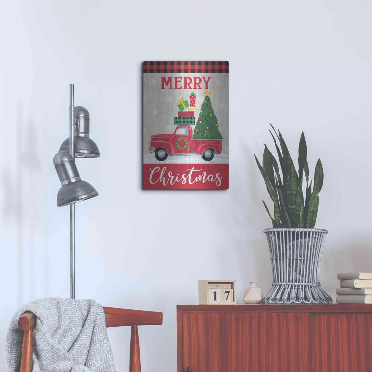 'Christmas Tree Truck' by Deb Strain – Metal Wall Art, 16x24 room view