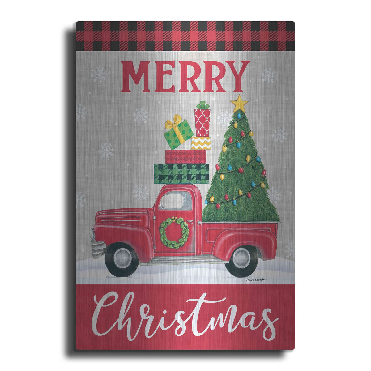 'Christmas Tree Truck' by Deb Strain – Metal Wall Art