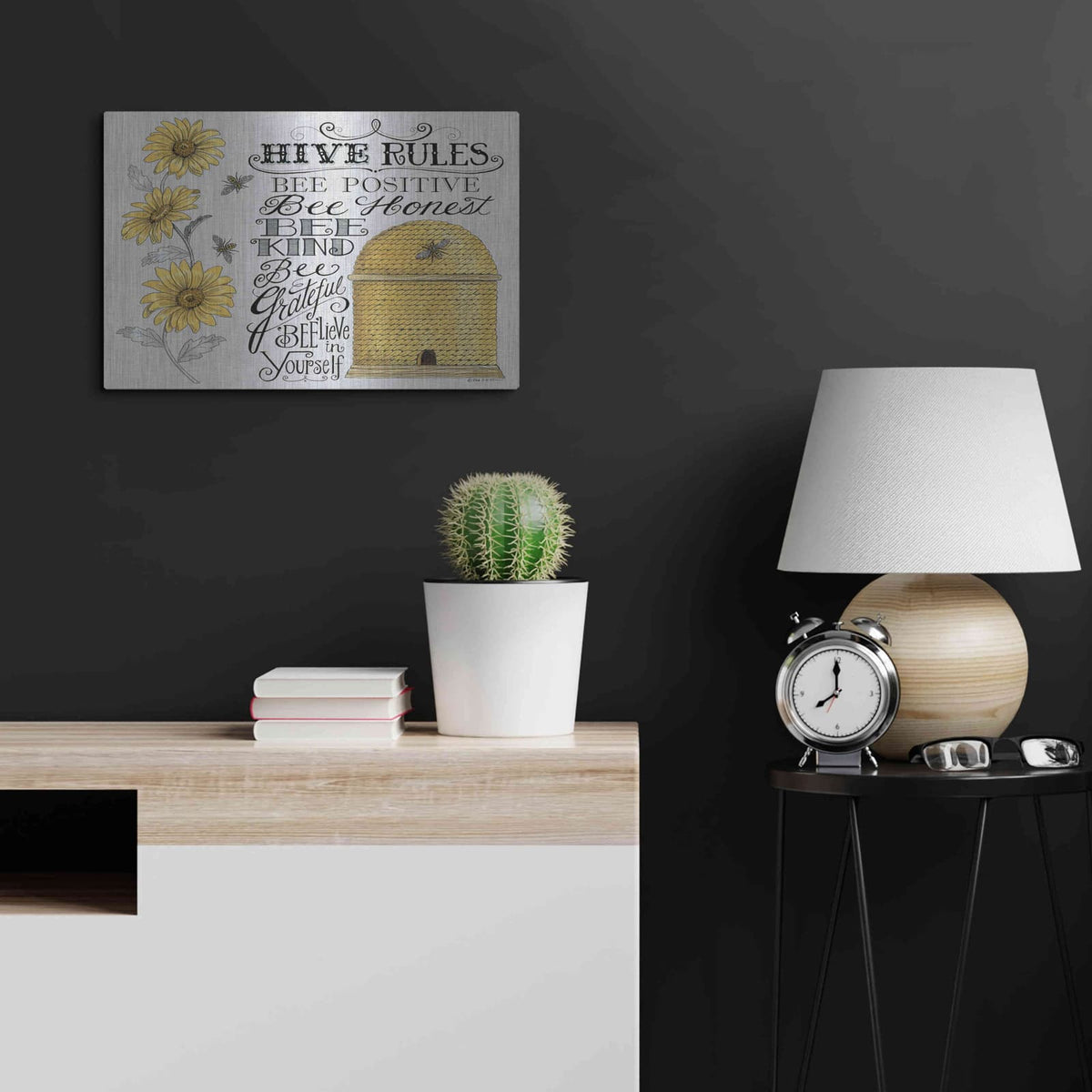 'Hive Rules 2' by Deb Strain – Metal Wall Art, 24x16 room view