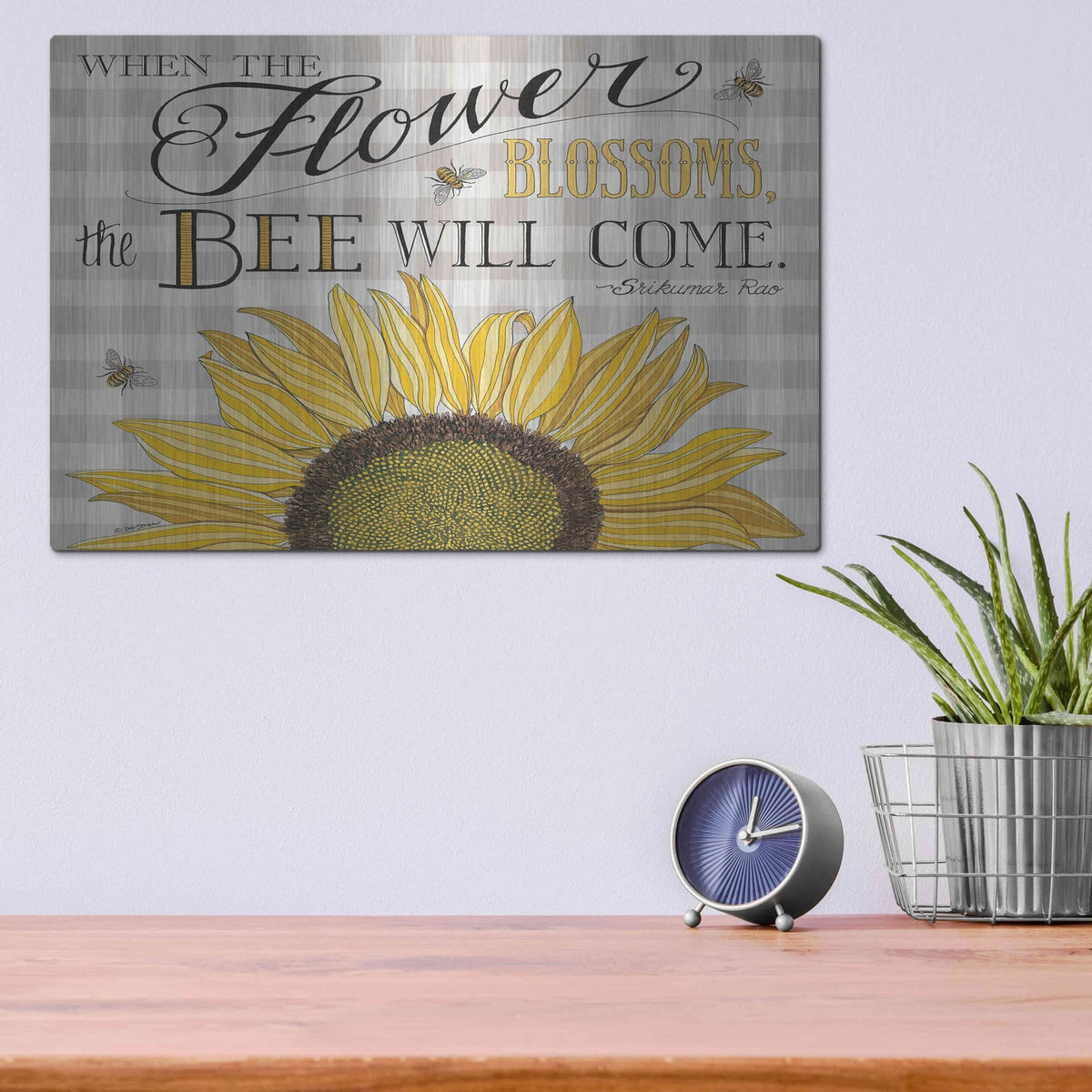 'When the Flower Blossoms' by Deb Strain – Metal Wall Art, 16x12 room view