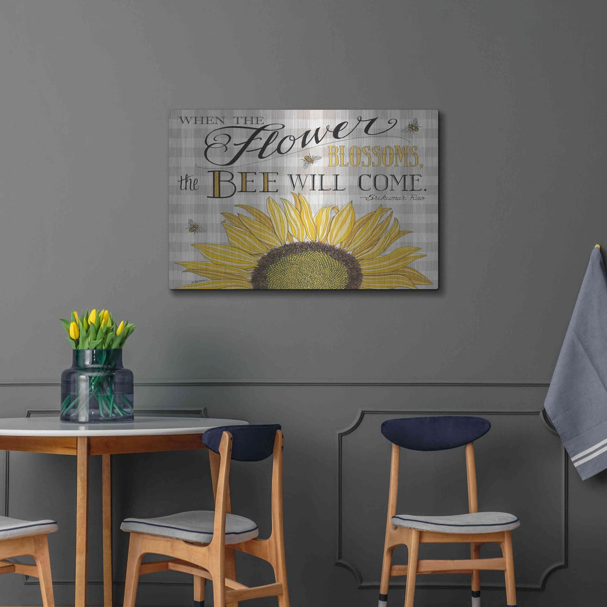 'When the Flower Blossoms' by Deb Strain – Metal Wall Art, 36x24 room view