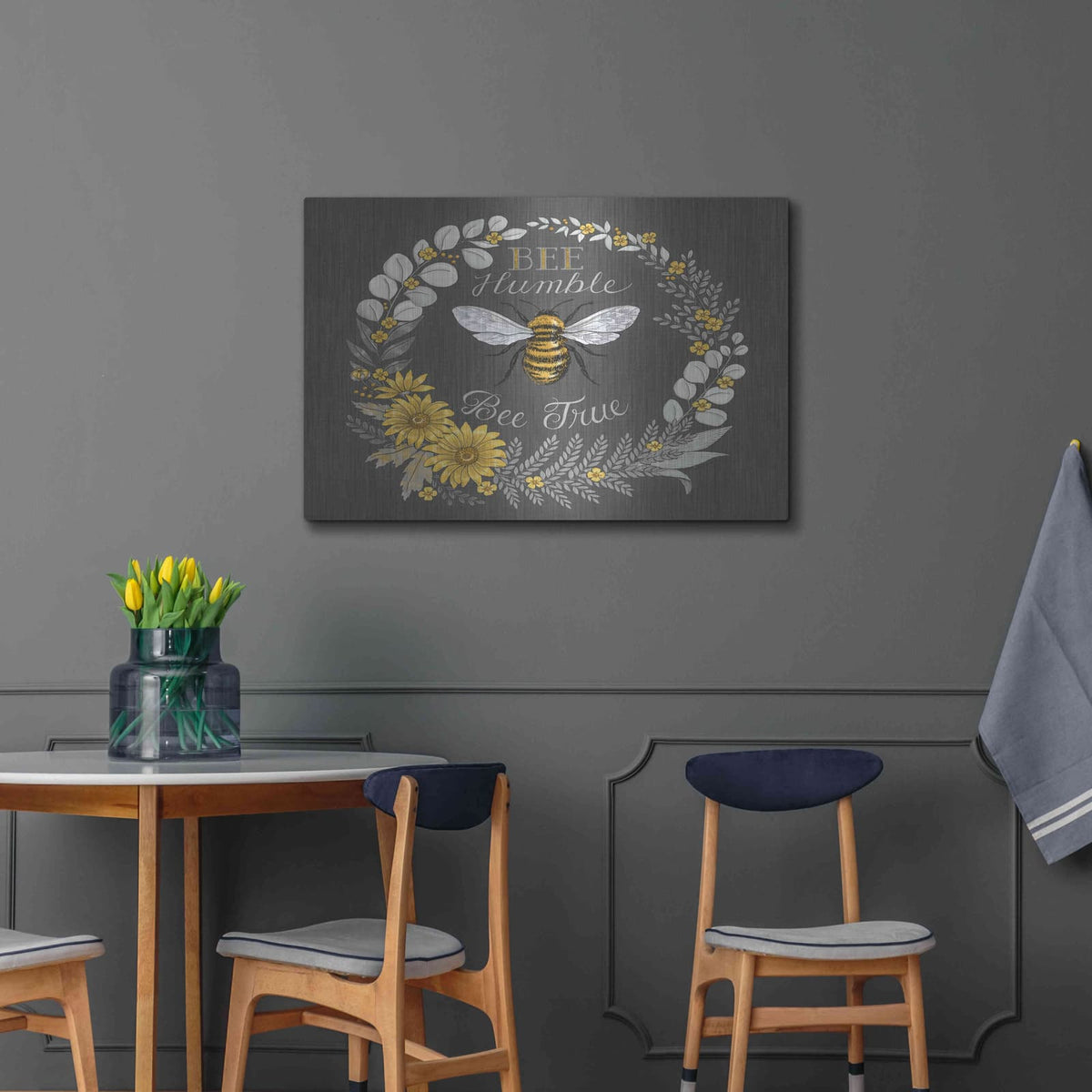 'Bee Humble, Bee True' by Deb Strain – Metal Wall Art, 36x24 room view