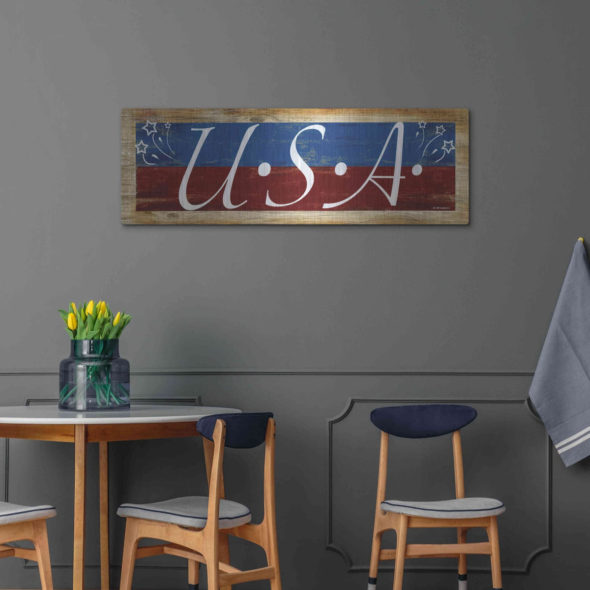 'USA' by Ed Wargo – Metal Wall Art, 48x16 room view