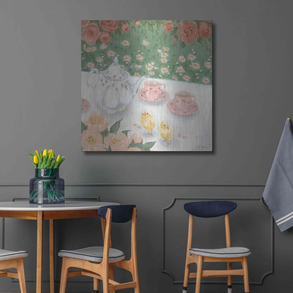 'Tea Party' by Hollihocks Art – Metal Wall Art, 36x36 room view