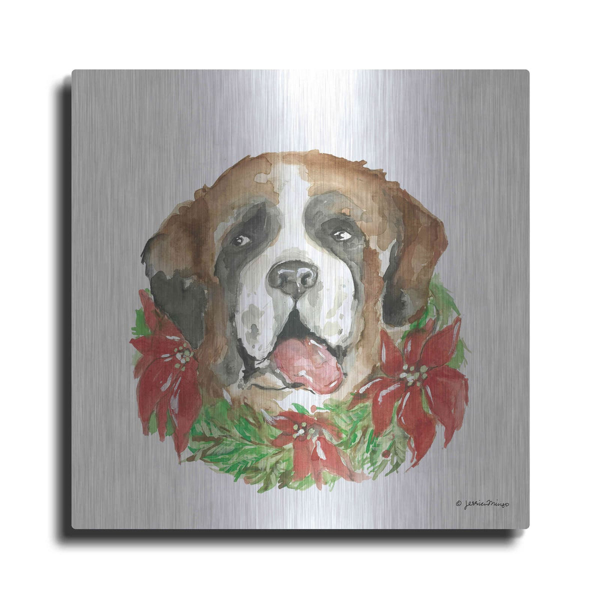 'Christmas Pup' by Jessica Mingo – Metal Wall Art