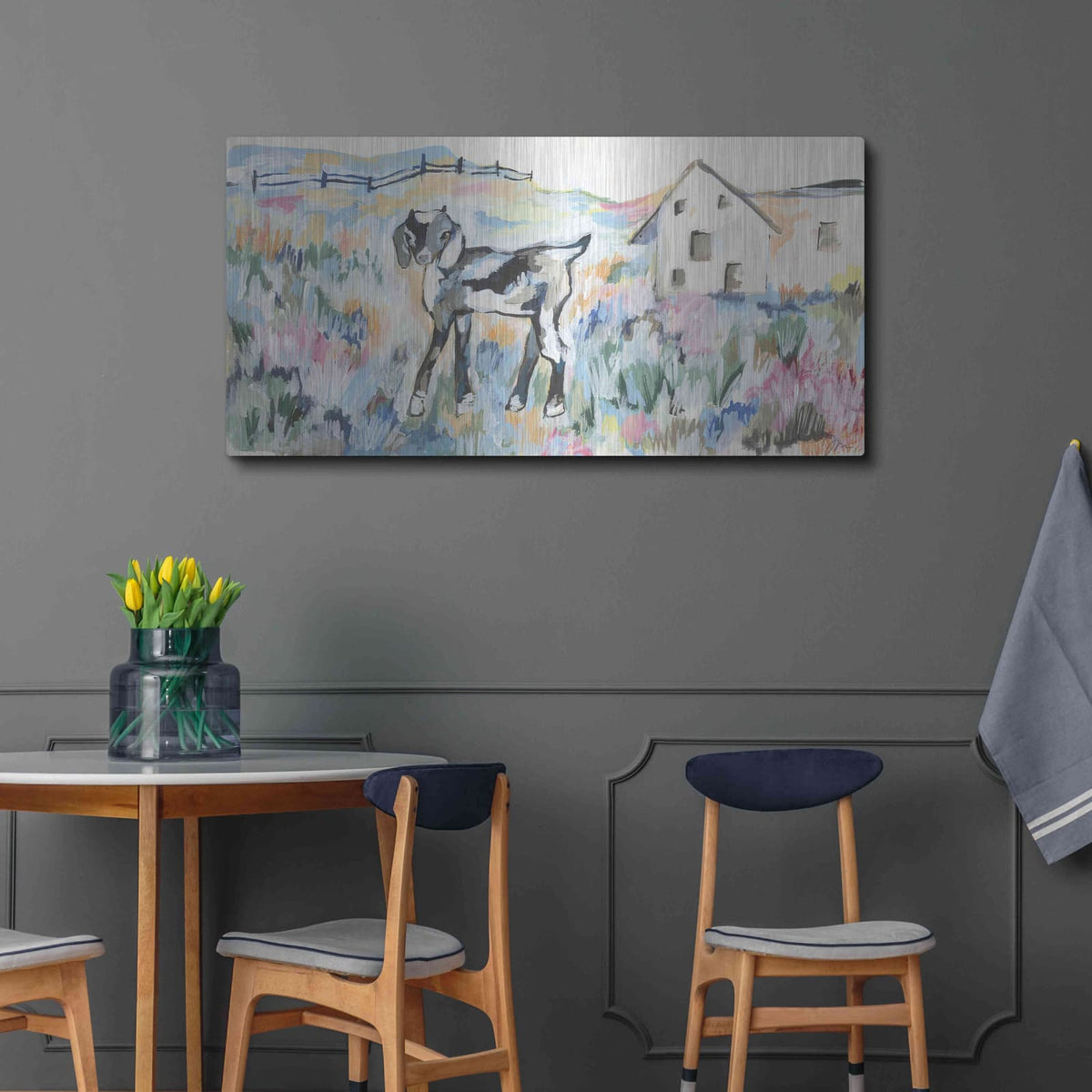 'Daisy the Goat' by Jessica Mingo – Metal Wall Art, 48x24 room view