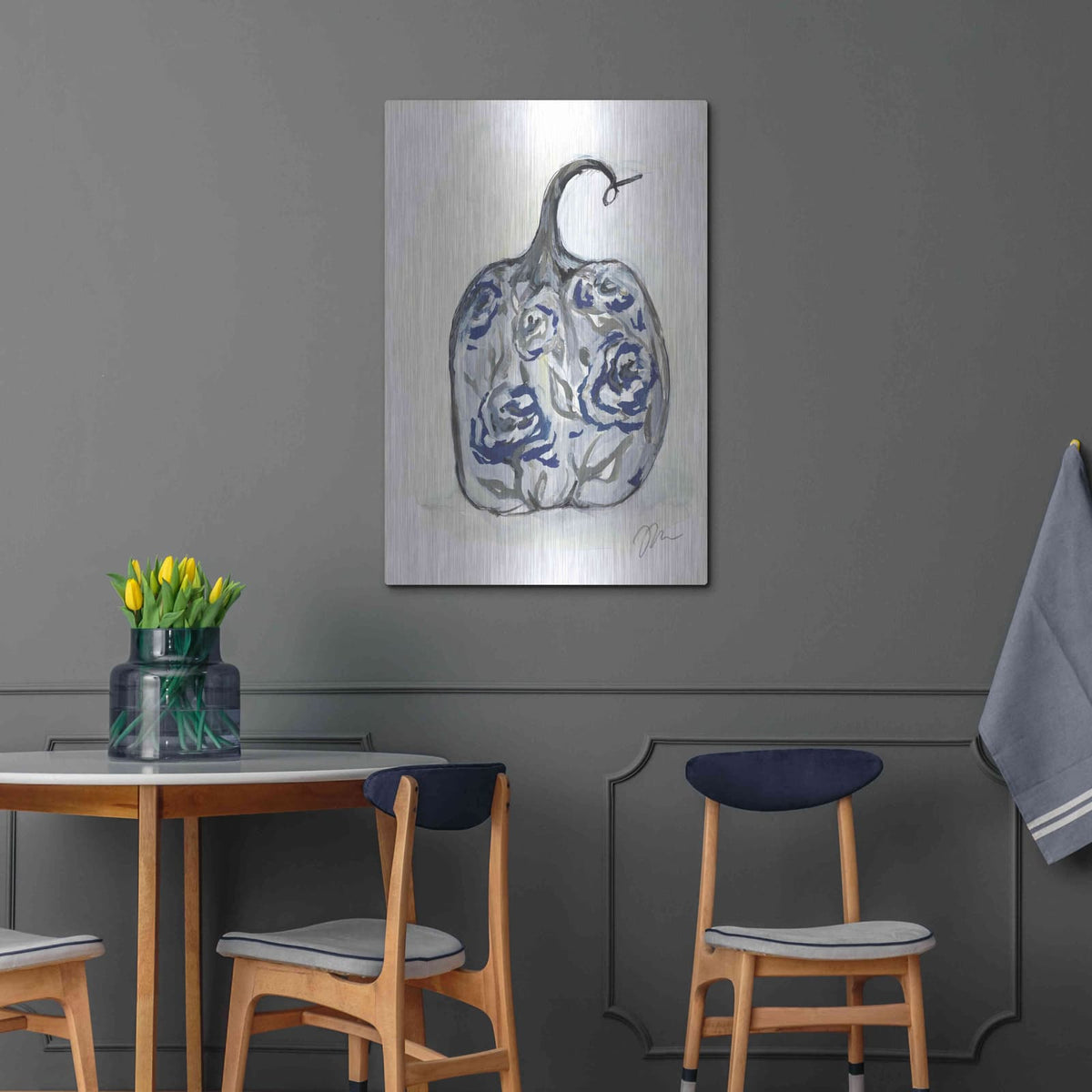 'Floral Pumpkin' by Jessica Mingo – Metal Wall Art, 24x36 room view