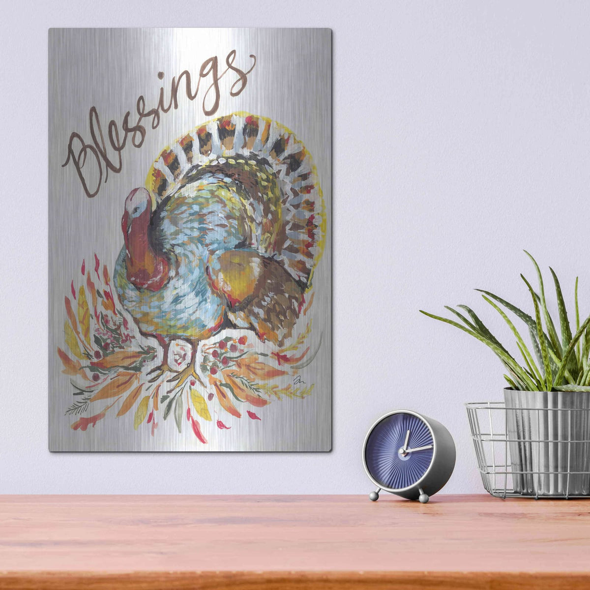 'Blessings Turkey' by Jessica Mingo – Metal Wall Art, 12x16 room view