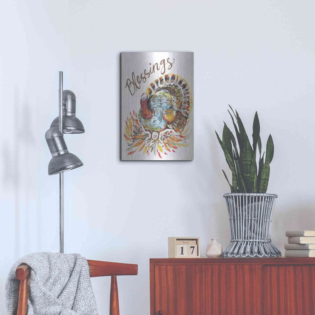 'Blessings Turkey' by Jessica Mingo – Metal Wall Art, 16x24 room view