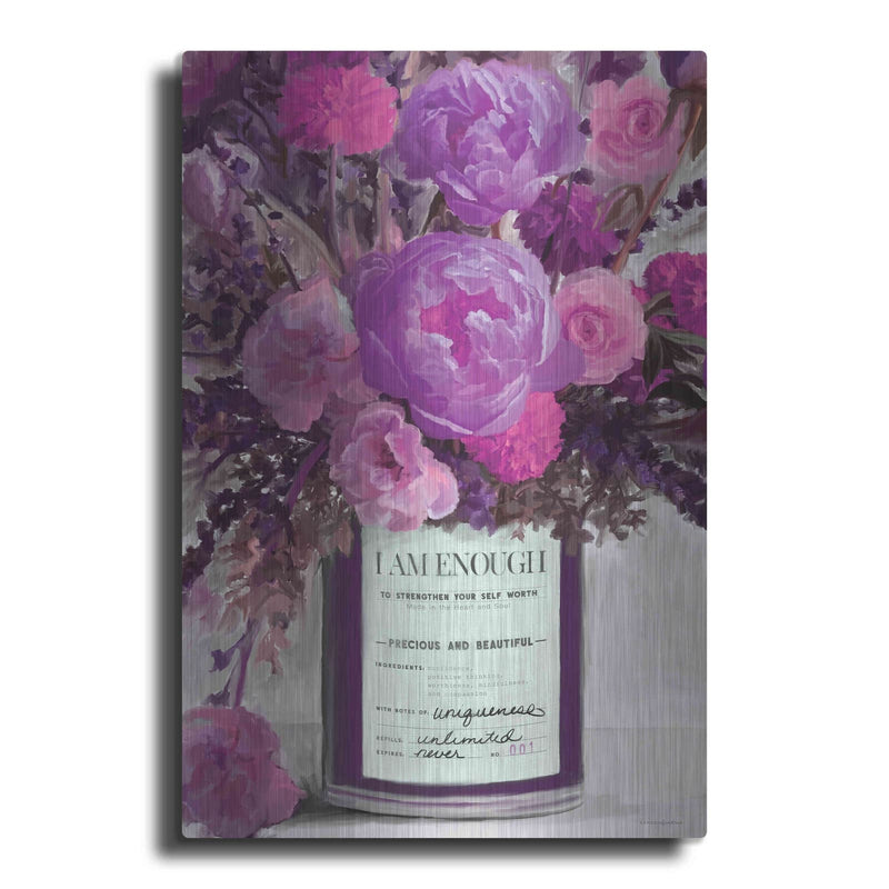 'I Am Enough Floral' by Kamdon Kreations – Metal Wall Art