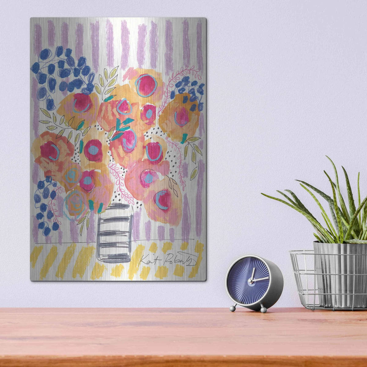 'Peach Poppies' by Kait Roberts – Metal Wall Art, 12x16 room view