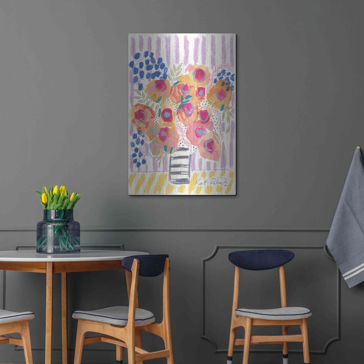 'Peach Poppies' by Kait Roberts – Metal Wall Art, 24x36 room view