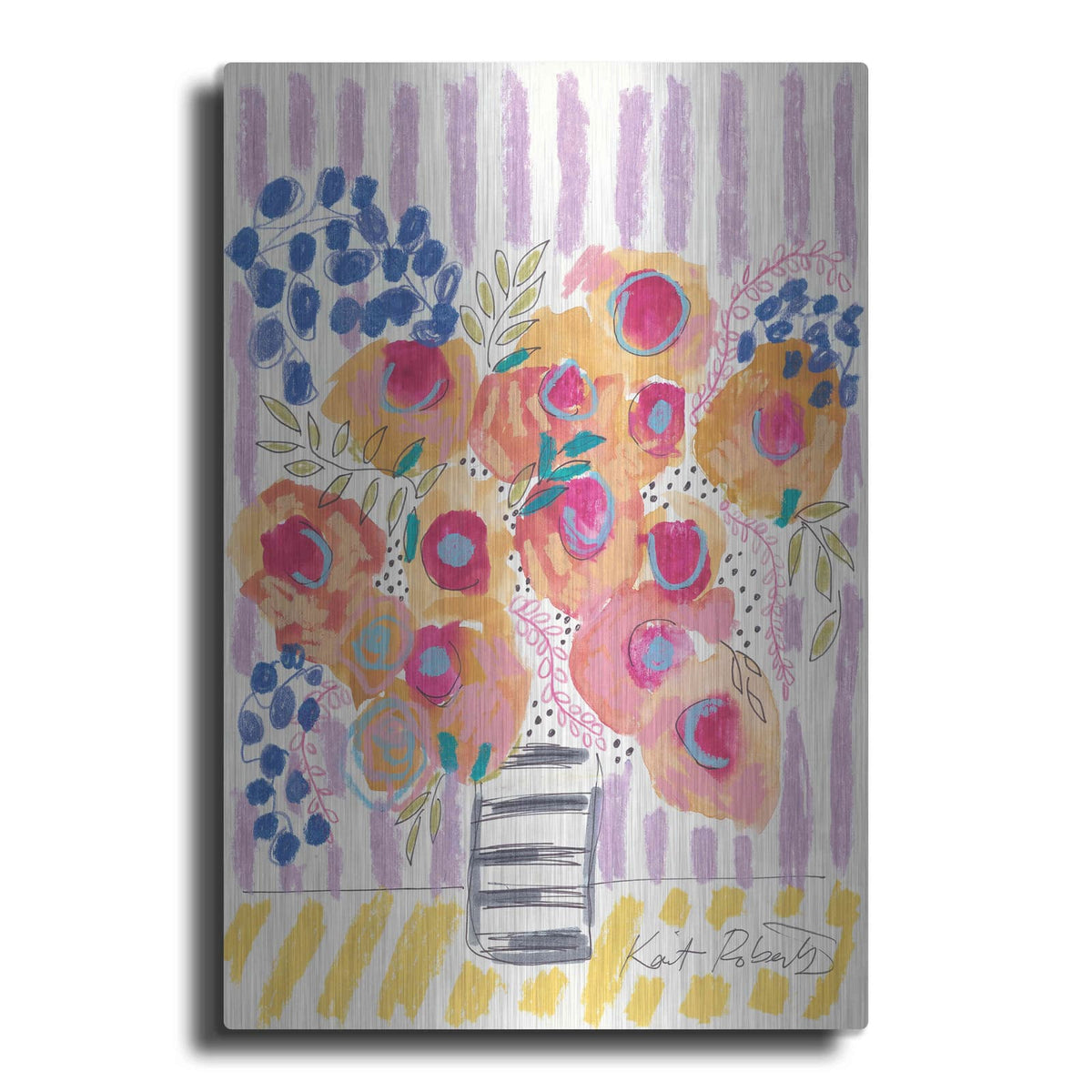 'Peach Poppies' by Kait Roberts – Metal Wall Art