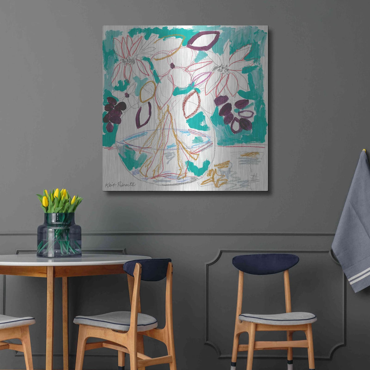 'Seafoam and Plum' by Kait Roberts – Metal Wall Art, 36x36 room view
