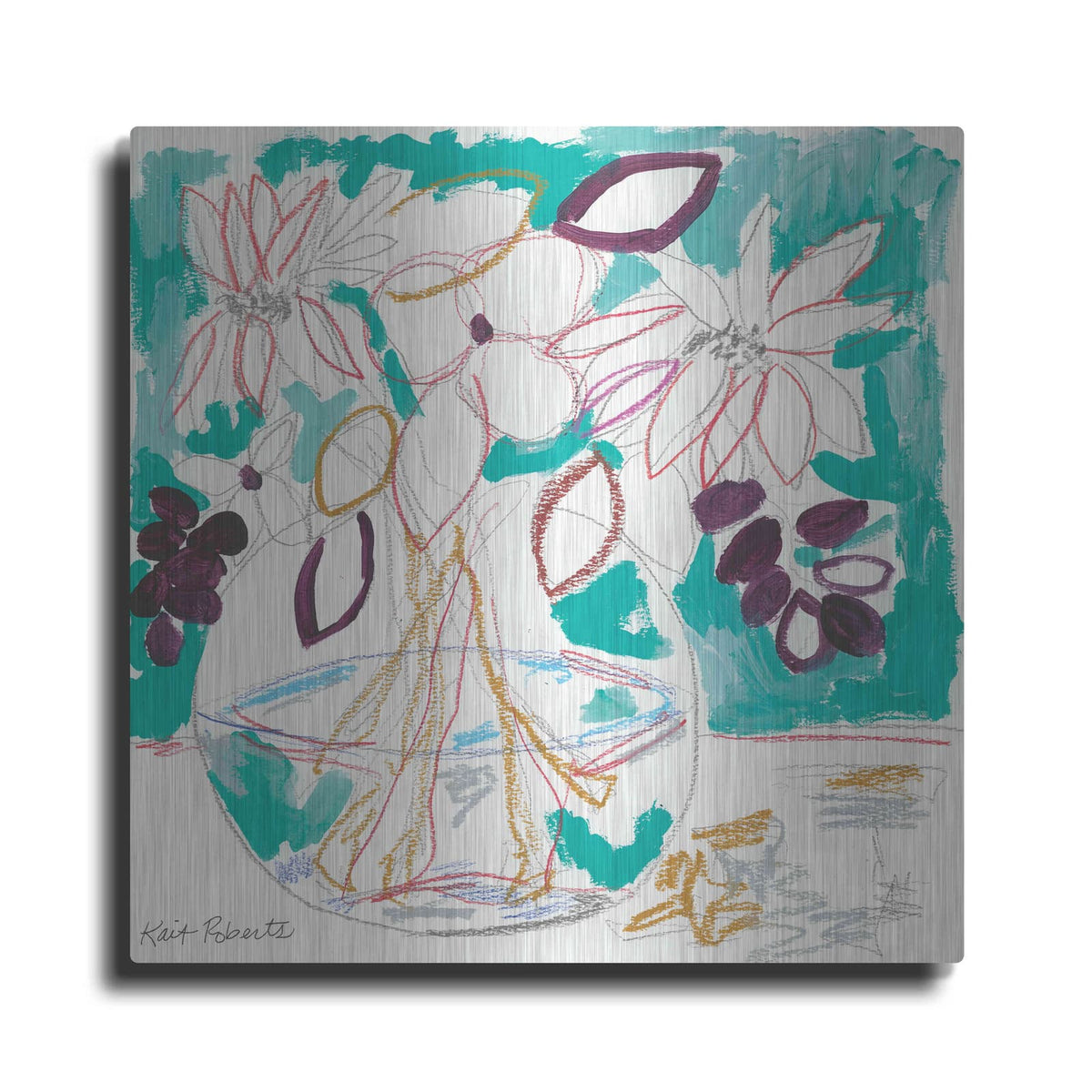 'Seafoam and Plum' by Kait Roberts – Metal Wall Art