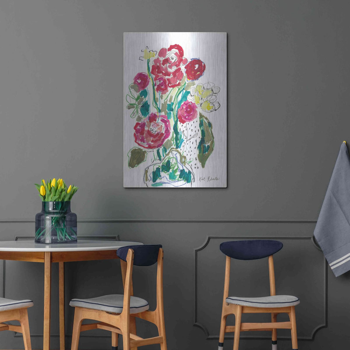 'Down the Rabbit Hole with Flowers' by Kait Roberts – Metal Wall Art, 24x36 room view