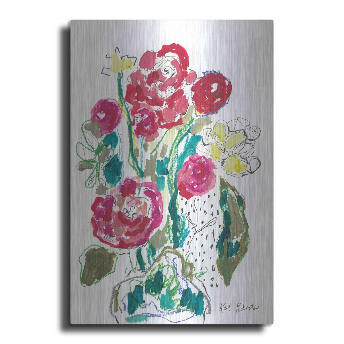 'Down the Rabbit Hole with Flowers' by Kait Roberts – Metal Wall Art