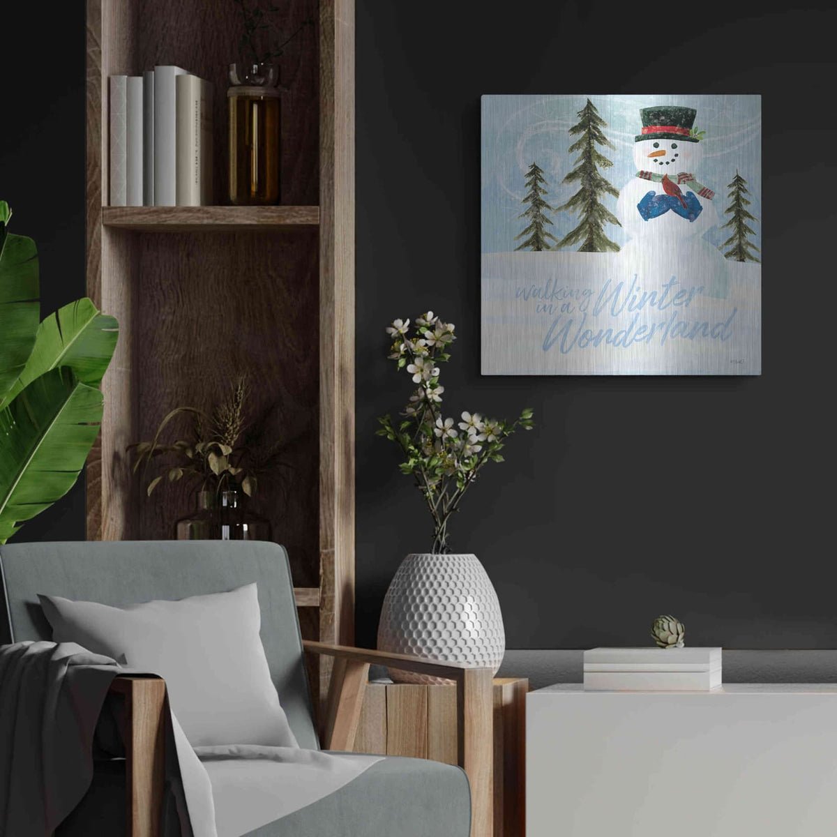 'Walking in a Winter Wonderland' by Kate Sherrill – Metal Wall Art, 24x24 room view