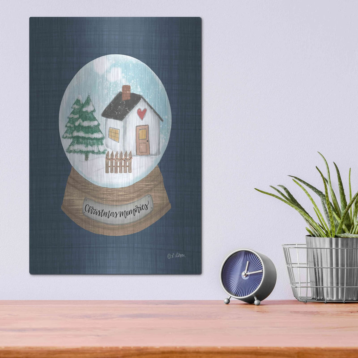 'Christmas Memories Snow Globe I' by Lisa Larson – Metal Wall Art, 12x16 room view