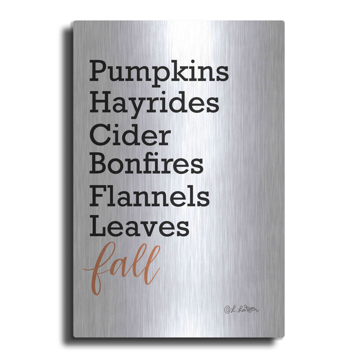 'Fall Words' by Lisa Larson – Metal Wall Art