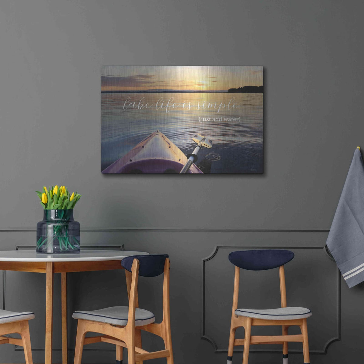 'Lake Life is Simple' by Lori Deiter – Metal Wall Art, 36x24 room view