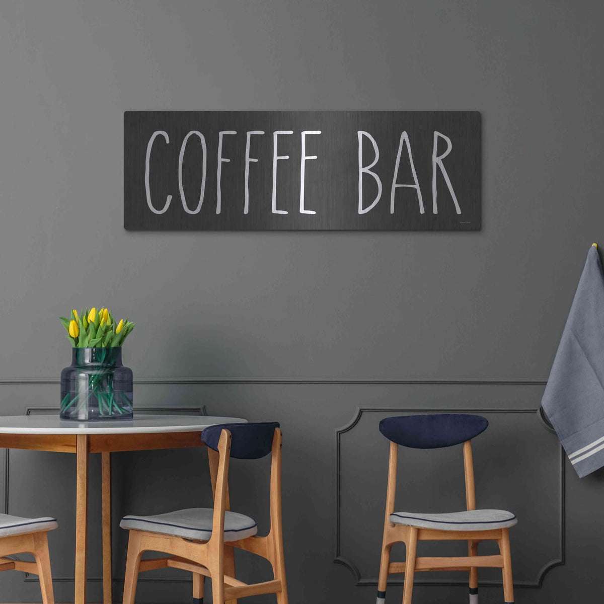 'COFFEE BAR' by Lettered & Lined – Metal Wall Art, 48x16 room view