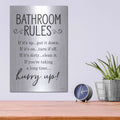 'Bathroom Rules' by Lettered & Lined – Metal Wall Art, 12x16 room view