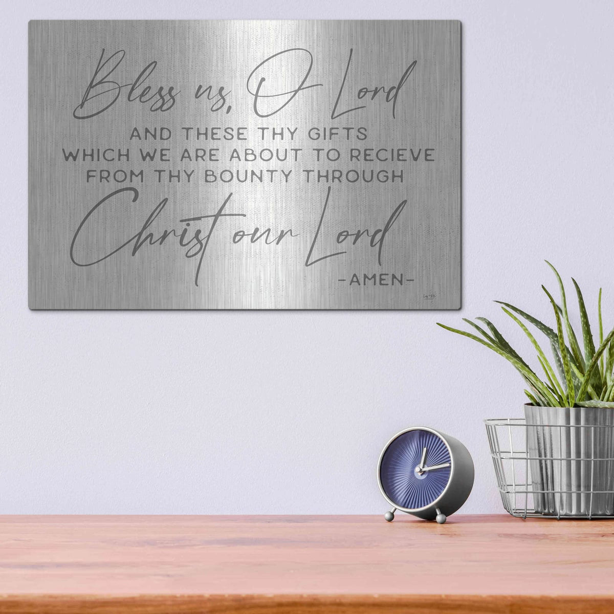 'Bless Us' by Lux + Me – Metal Wall Art, 16x12 room view