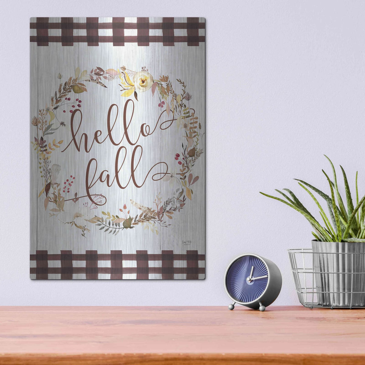 'Hello Fall' by Lux + Me – Metal Wall Art, 12x16 room view