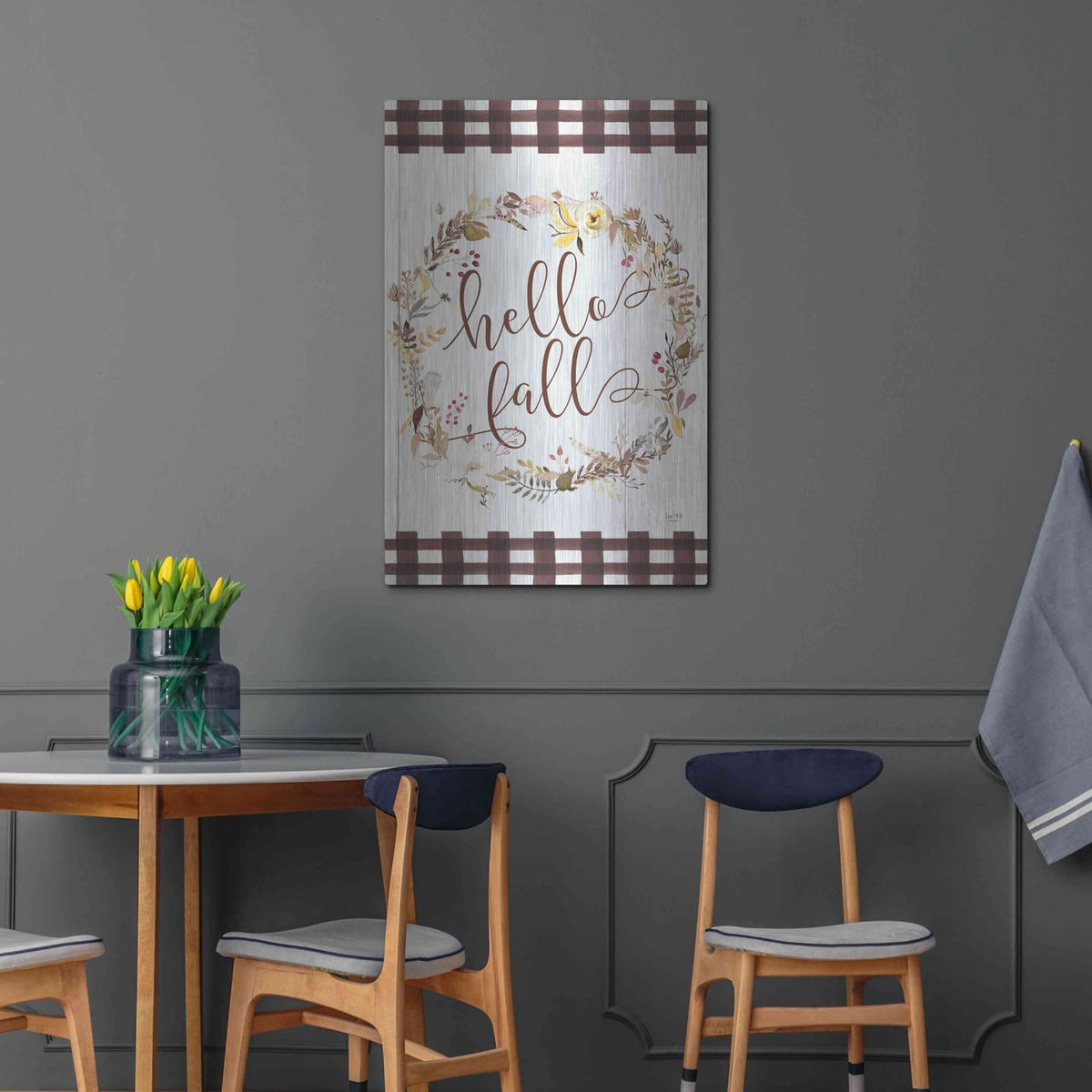 'Hello Fall' by Lux + Me – Metal Wall Art, 24x36 room view