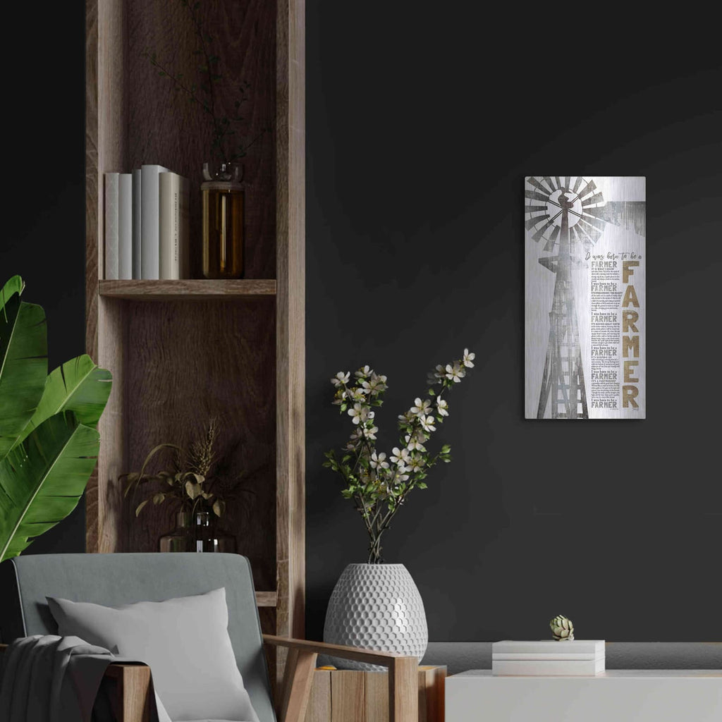 'Born to be a Farmer' by Marla Rae – Metal Wall Art, 12x24 room view