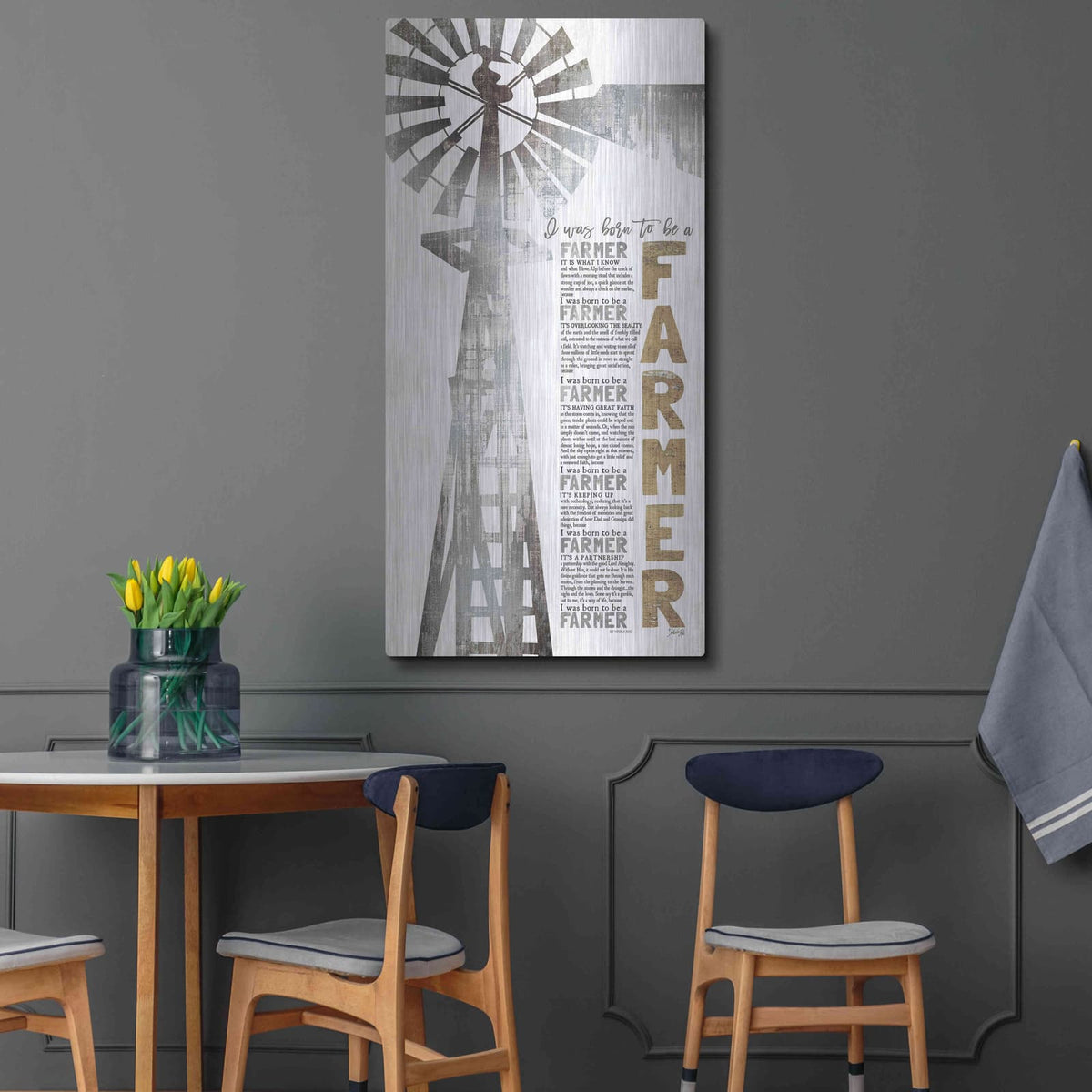'Born to be a Farmer' by Marla Rae – Metal Wall Art, 24x48 room view
