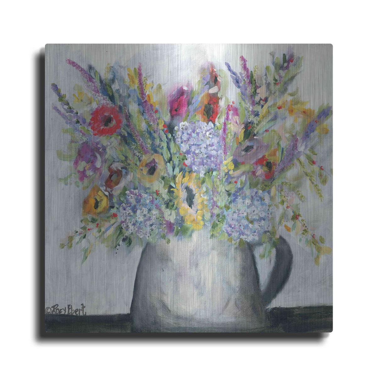 'Hydrangeas in Pitcher' by Roey Ebert – Metal Wall Art